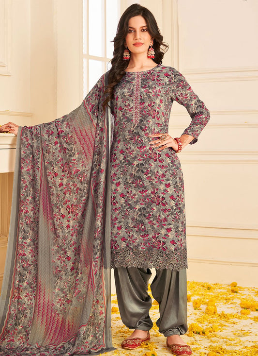 Straight Salwar Suit Pure Crepe Multi Colour Digital Print Salwar Kameez