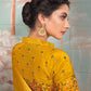 Contemporary Pure Dola Silk Yellow Embroidered Saree