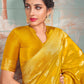 Contemporary Pure Dola Silk Yellow Embroidered Saree