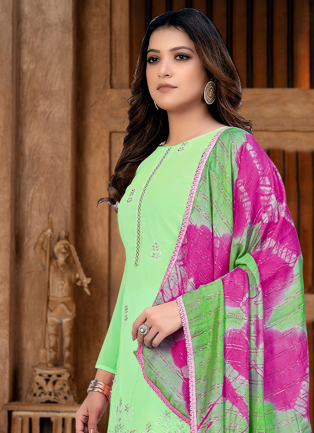 Salwar Suit Pure Georgette Green Embroidered Salwar Kameez