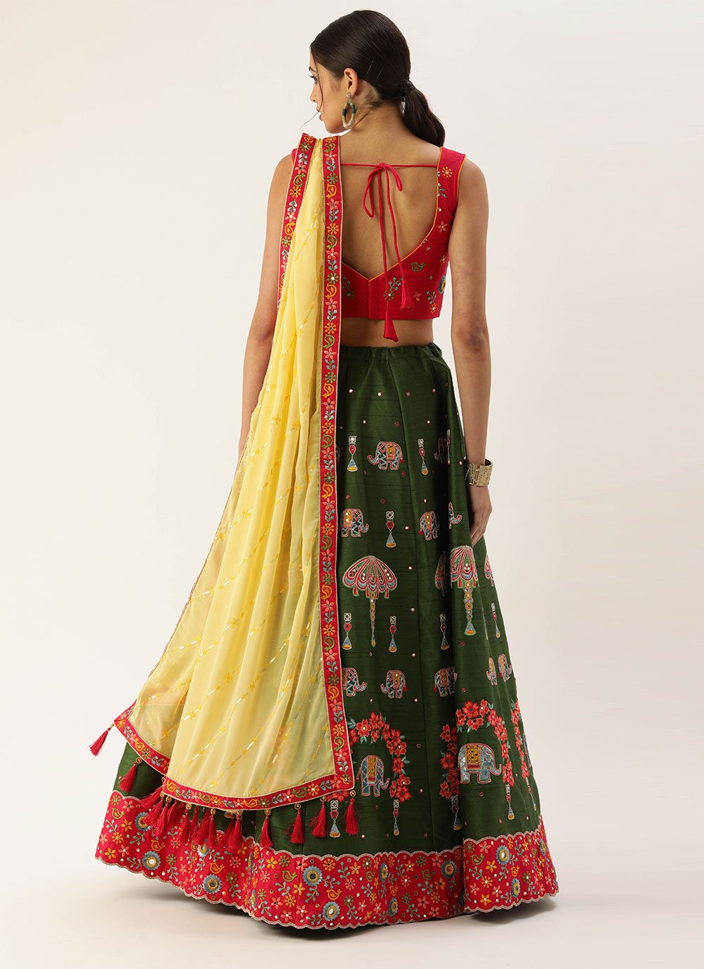 Lehenga Choli Pure Silk Green Embroidered Lehenga Choli