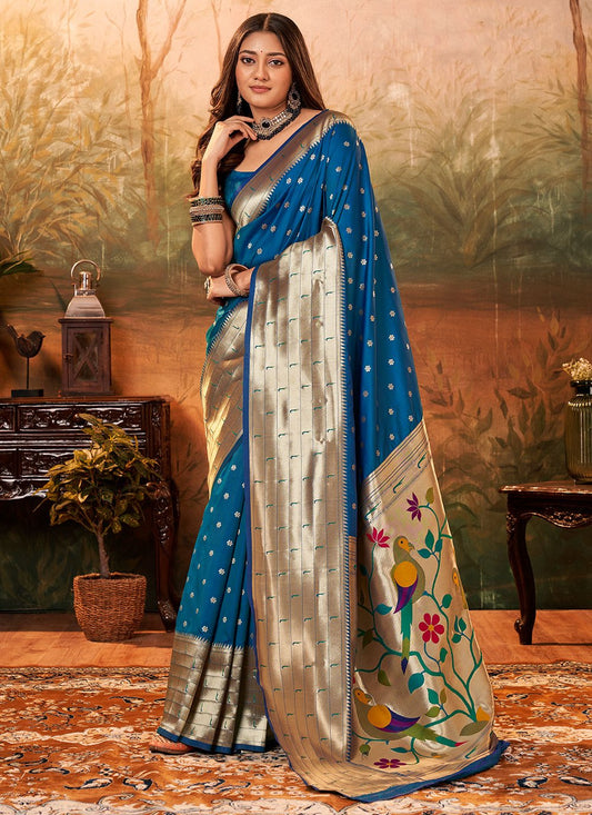 Trendy Saree Pure Silk Morpeach Weaving Saree