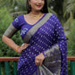 Contemporary Pure Silk Blue Bandhej Saree