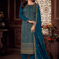 Trendy Suit Pure Silk Blue Embroidered Salwar Kameez