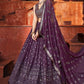 A Line Lehenga Georgette Purple Embroidered Lehenga Choli