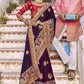 Contemporary Art Silk Purple Embroidered Saree