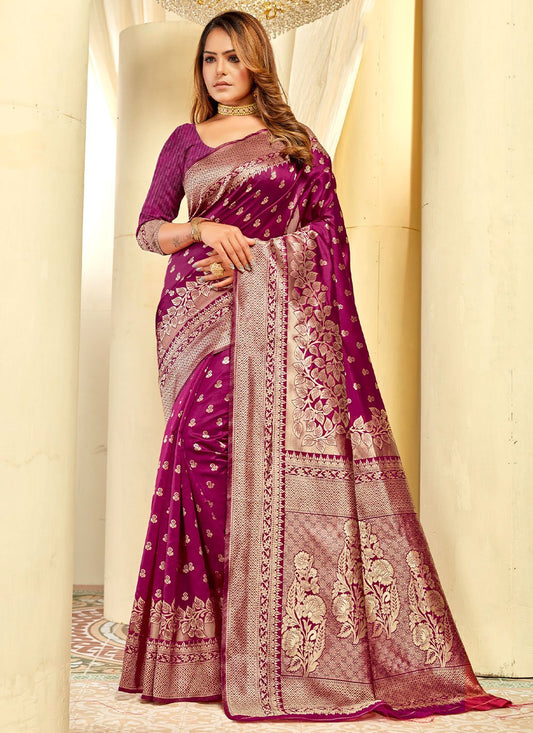 Classic Art Silk Purple Woven Saree