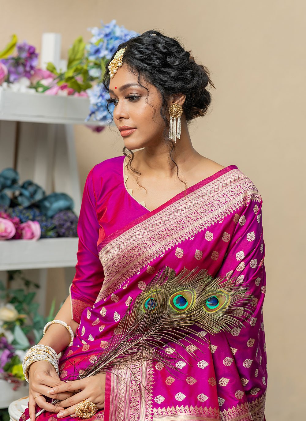 Contemporary Banarasi Silk Purple Woven Saree