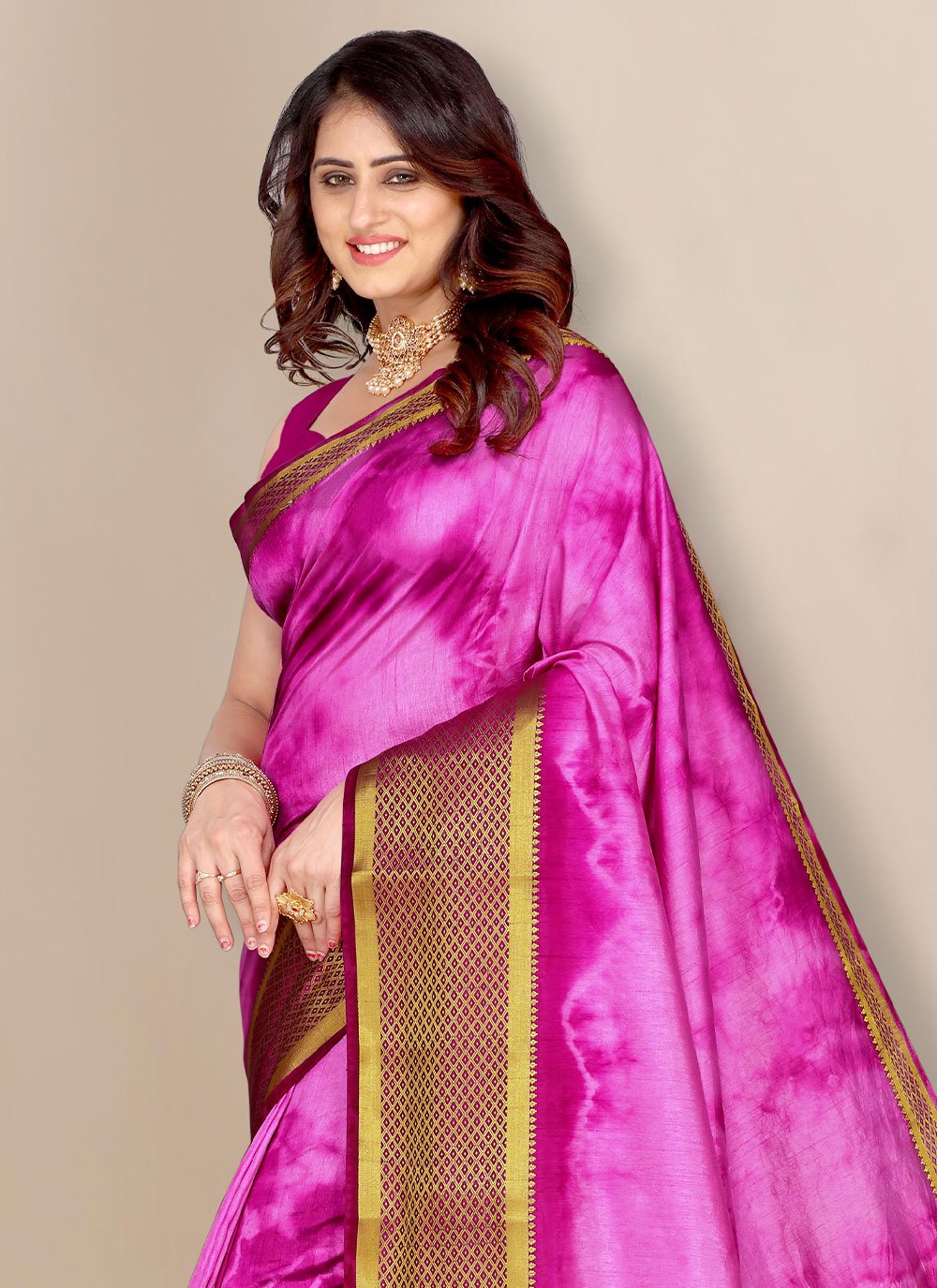 Trendy Saree Silk Purple Patch Border Saree