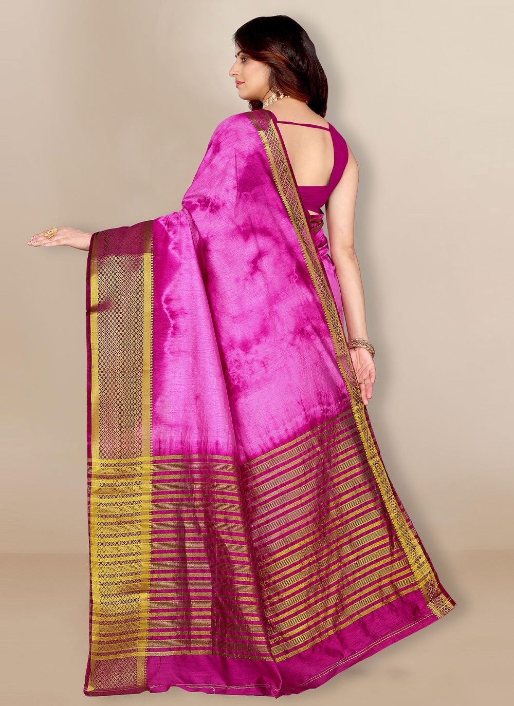 Trendy Saree Silk Purple Patch Border Saree