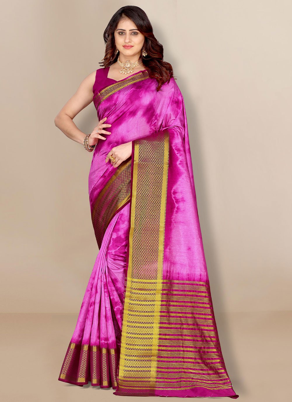 Trendy Saree Silk Purple Patch Border Saree