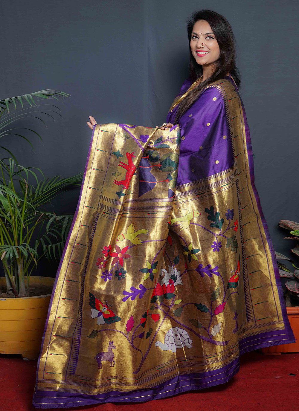 Trendy Saree Silk Purple Jacquard Work Saree