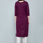 Casual Kurti Rayon Purple Chikankari Work Kurtis