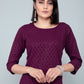 Casual Kurti Rayon Purple Chikankari Work Kurtis