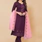 Pant Style Suit Chinon Purple Embroidered Salwar Kameez