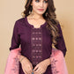 Pant Style Suit Chinon Purple Embroidered Salwar Kameez