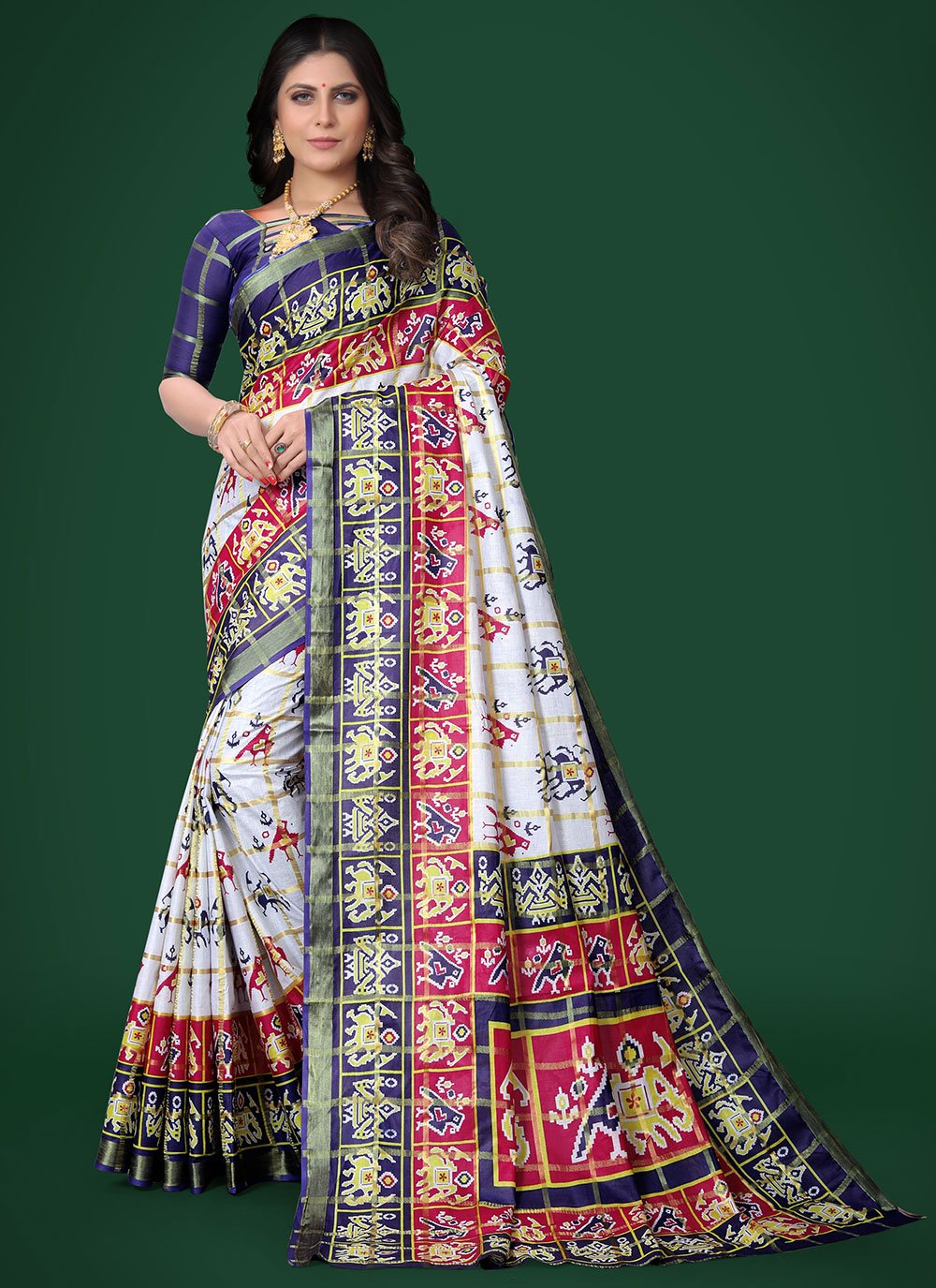 Classic Cotton Purple Patola Print Saree