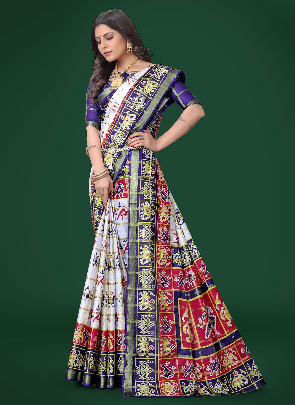 Classic Cotton Purple Patola Print Saree