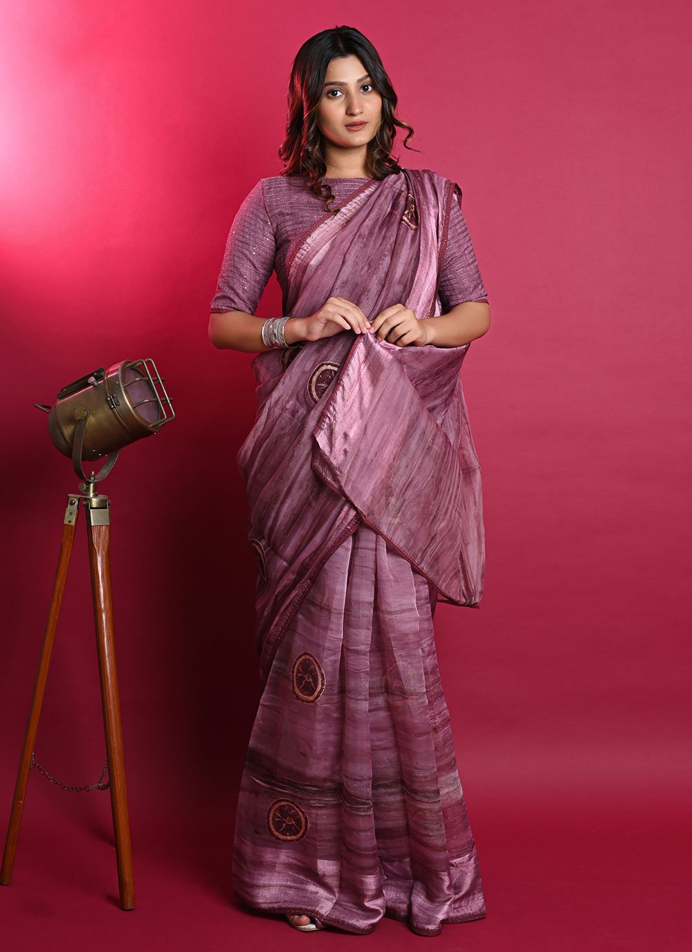 Classic Organza Purple Patch Border Saree