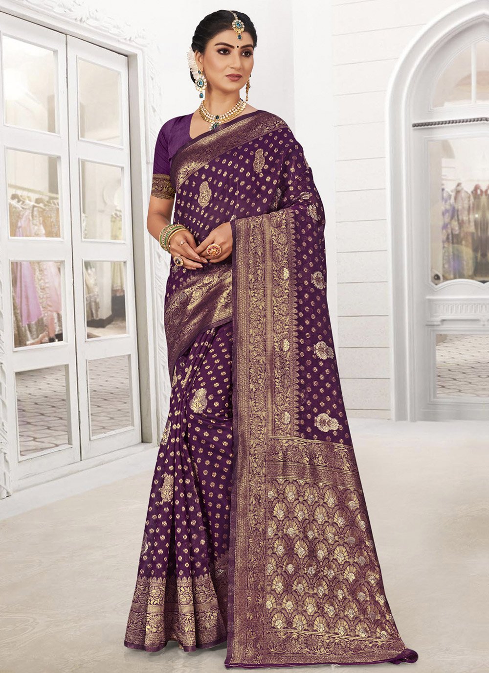 Casual Silk Purple Weaving Saree