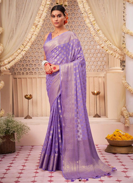 Classic Georgette Purple Weaving Saree