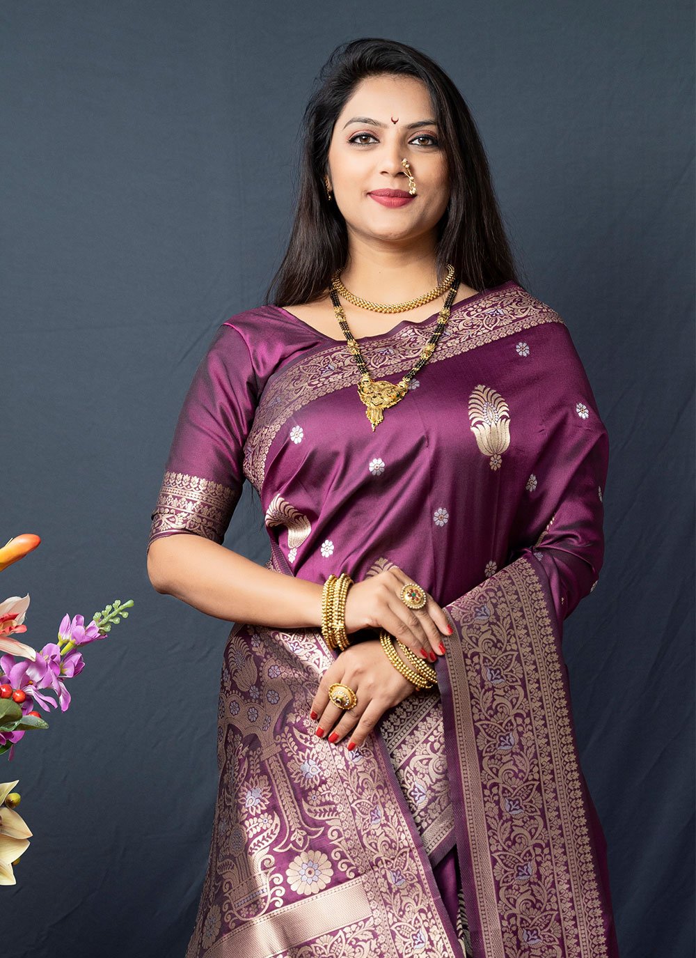 Classic Banarasi Silk Purple Weaving Saree