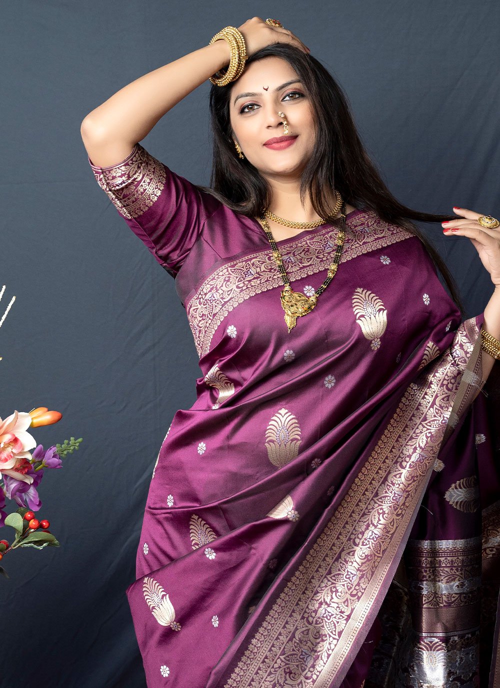 Classic Banarasi Silk Purple Weaving Saree