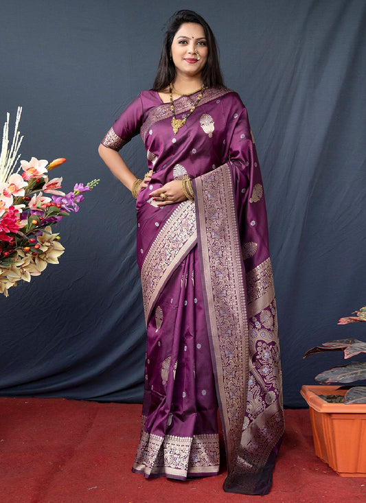 Classic Banarasi Silk Purple Weaving Saree