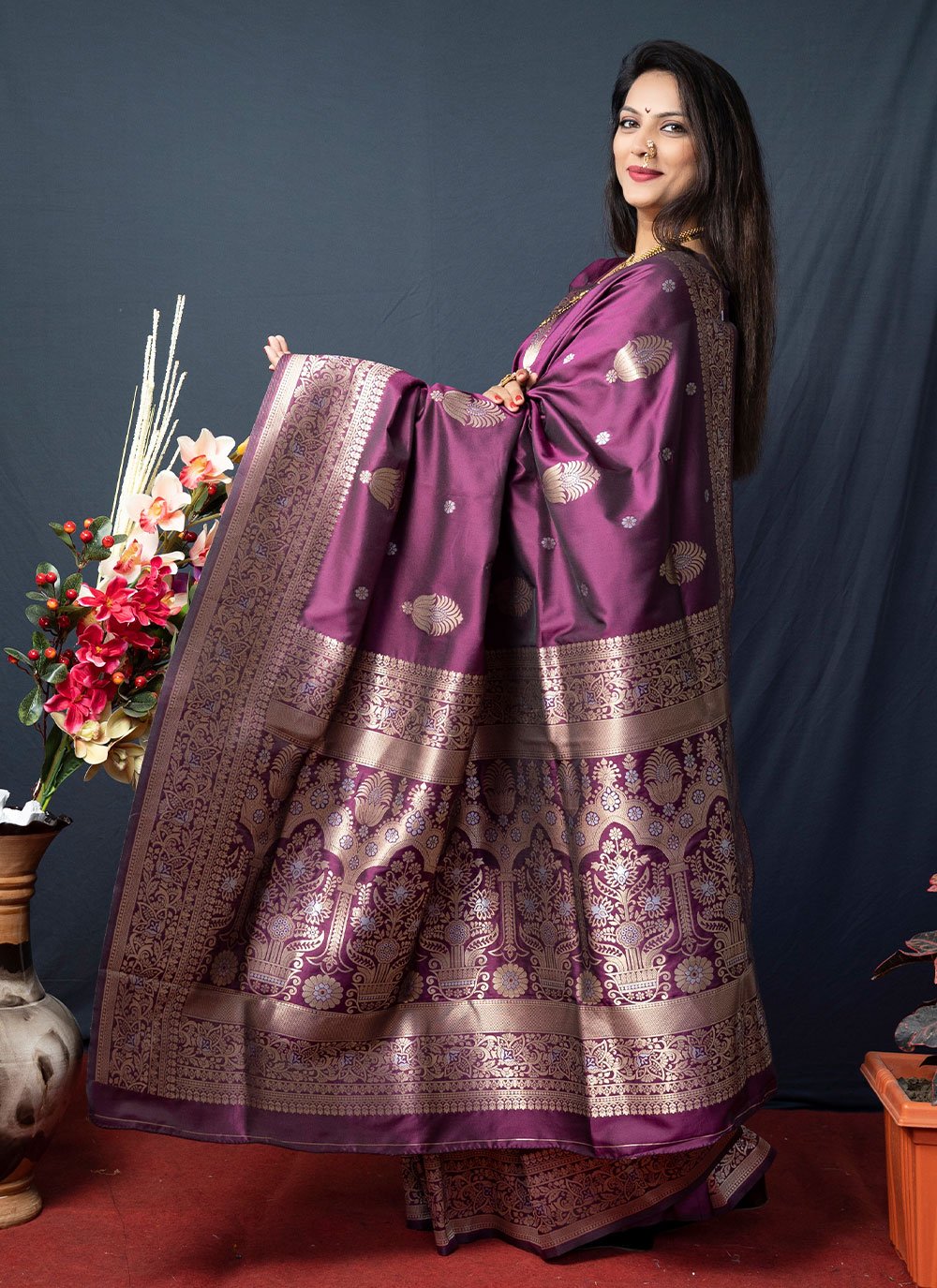 Classic Banarasi Silk Purple Weaving Saree