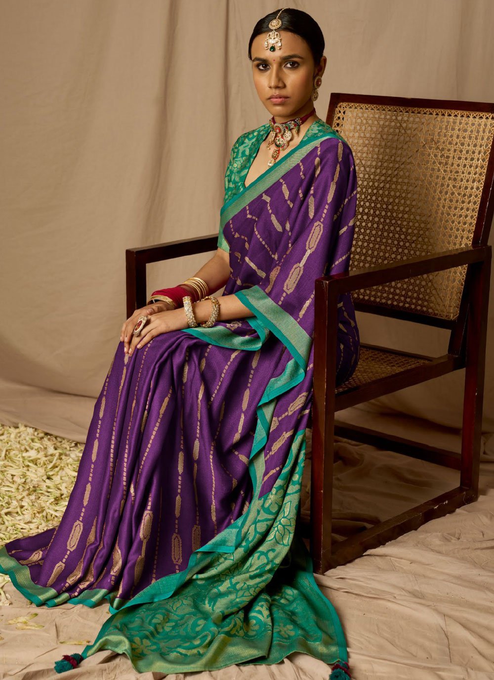 Contemporary Brasso Purple Woven Saree