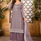 Palazzo Salwar Suit Net Purple Embroidered Salwar Kameez