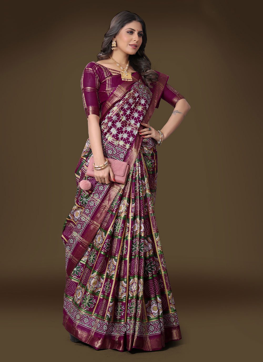 Trendy Saree Cotton Purple Weaving Saree