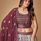 A Line Lehenga Georgette Purple Sequins Lehenga Choli