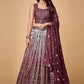 A Line Lehenga Georgette Purple Sequins Lehenga Choli