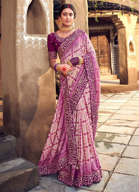 Classic Silk Purple Digital Print Saree