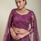 A Line Lehenga Net Purple Embroidered Lehenga Choli