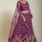 A Line Lehenga Net Purple Embroidered Lehenga Choli