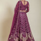 A Line Lehenga Net Purple Embroidered Lehenga Choli