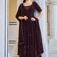 Anarkali Suit Georgette Purple Embroidered Salwar Kameez