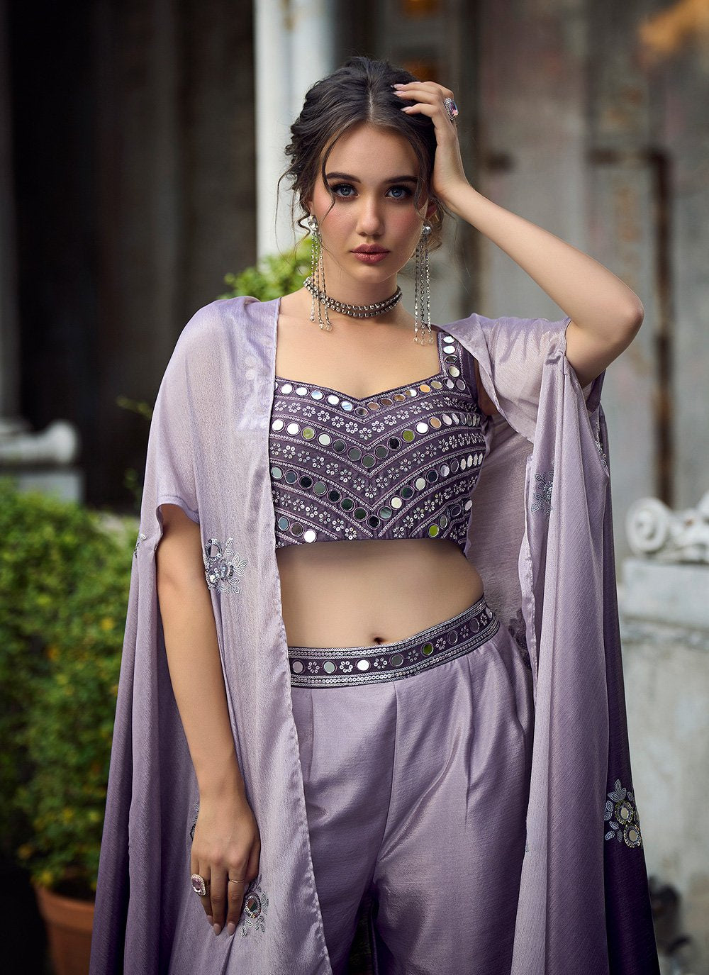 Salwar Suit Chiffon Purple Embroidered Salwar Kameez