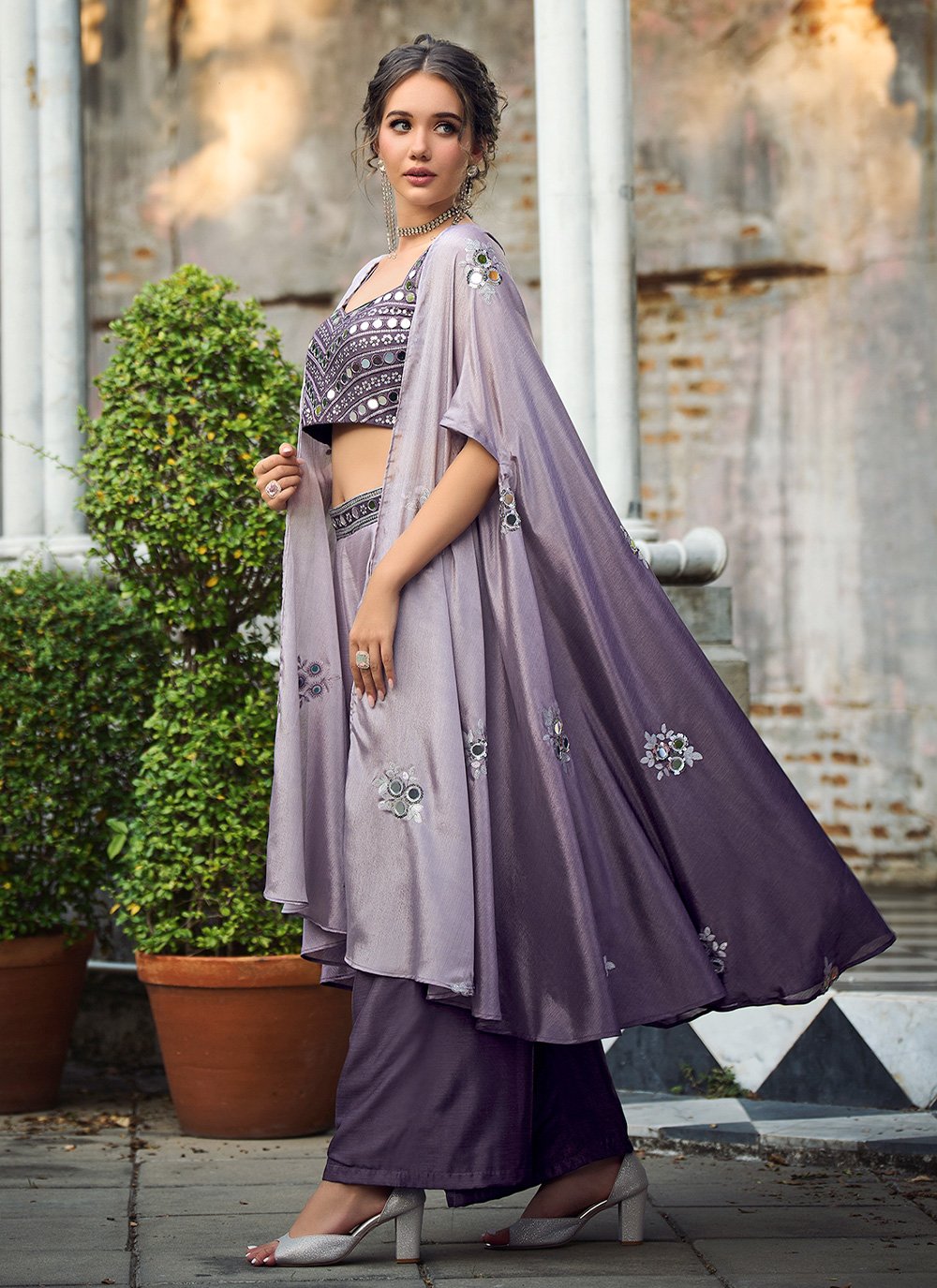 Salwar Suit Chiffon Purple Embroidered Salwar Kameez