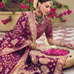 Classic Pure Georgette Viscose Purple Embroidered Saree