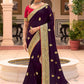 Contemporary Vichitra Silk Purple Embroidered Saree