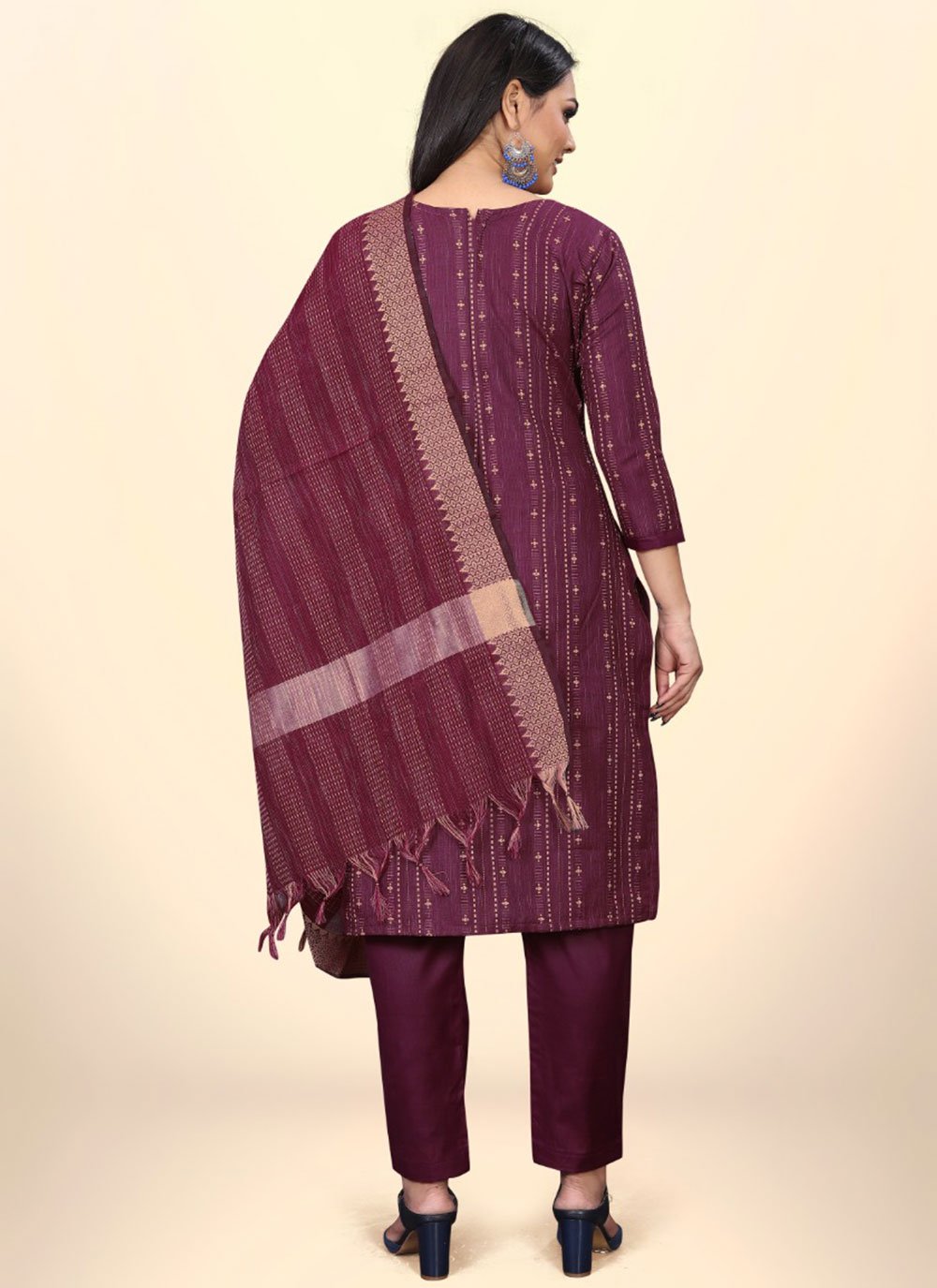 Salwar Suit Cotton Purple Embroidered Salwar Kameez