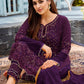 Pant Style Suit Faux Georgette Purple Embroidered Salwar Kameez