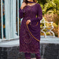 Pant Style Suit Faux Georgette Purple Embroidered Salwar Kameez