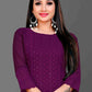 Designer Kurti Chiffon Georgette Purple Embroidered Kurtis