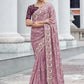 Designer Georgette Purple Embroidered Saree