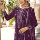 Salwar Suit Georgette Purple Embroidered Salwar Kameez