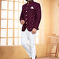 Jodhpuri Suit Velvet Purple Embroidered Mens